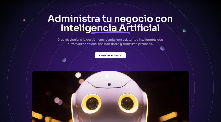 Orus landing page